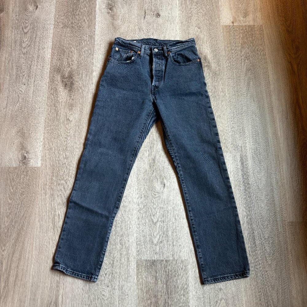 Levi's Women's 501 Original Mid Rise Straight Leg Jeans Dark Blue size 27x28 - Picture 5 of 13